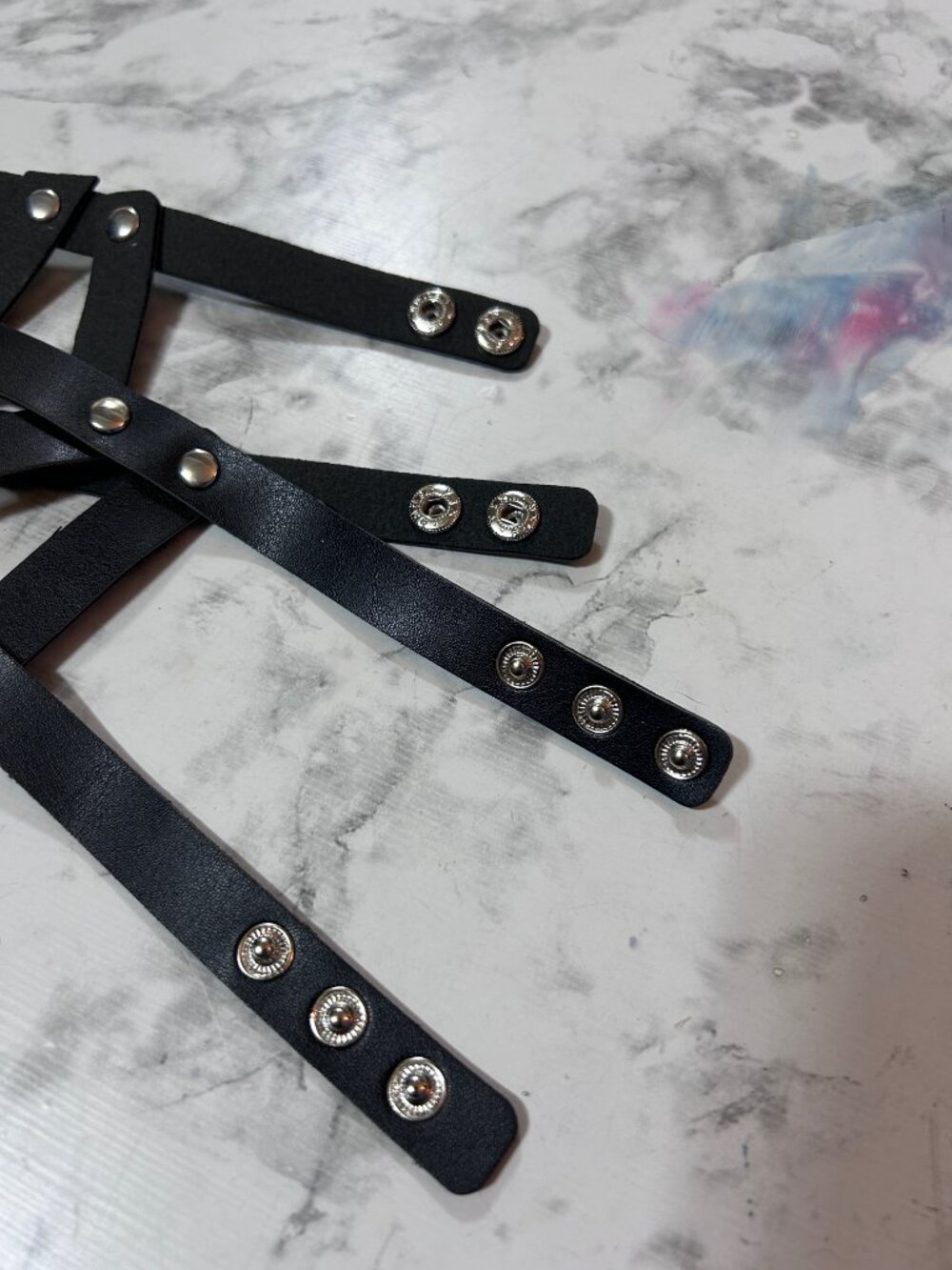 Punk Gothic Blk Faux Leather Collar V-Ring Dark Style Choker Clavicle Necklace - Picture 4 of 6